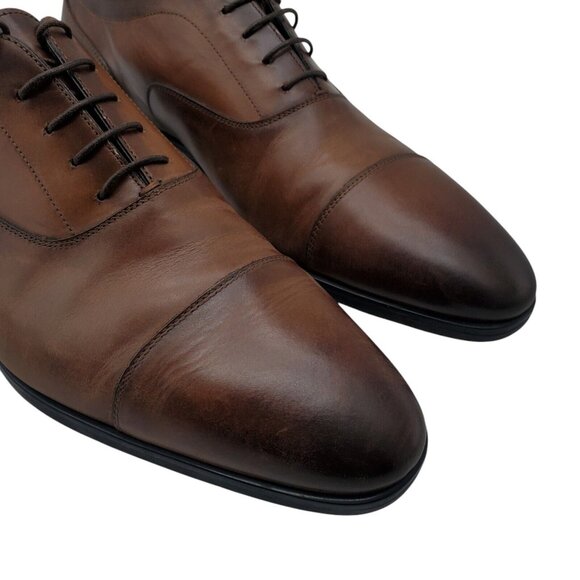 SANTONI Mens 'Salem' Brown Burnished Leather Cap Toe Oxfords Sz 11 D Italy $730 - Picture 6 of 14